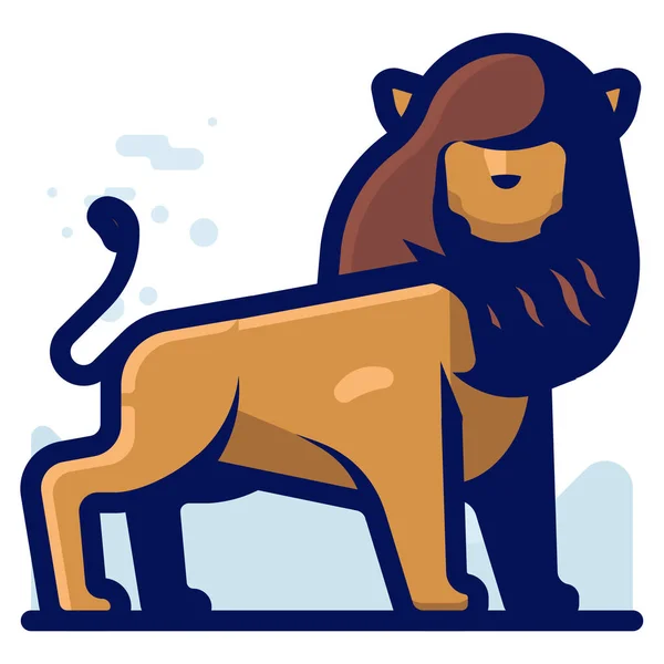填充轮廓风格的动物猫科动物狮子图标 — 图库矢量图片