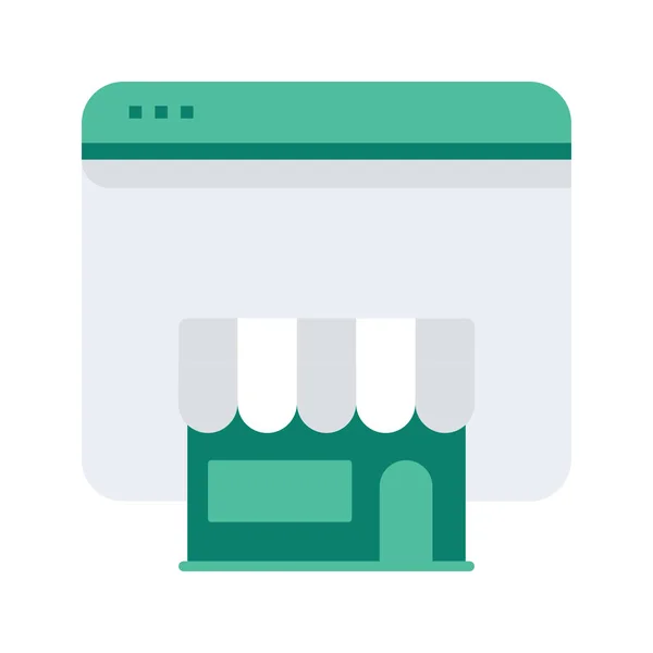 Browser Commerce Commerce Pictogram Platte Stijl — Stockvector