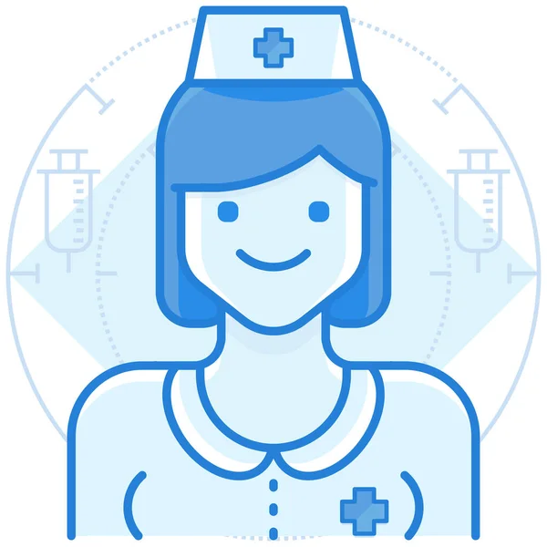 Icono Del Personal Enfermería Médica Estilo Contorno Lleno — Vector de stock