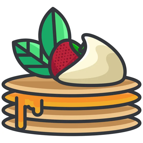 Desayuno Comida Panqueque Icono Estilo Contorno Lleno — Vector de stock