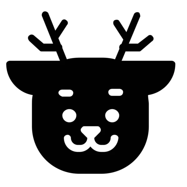 Animal Deer Reindeer Icon Solid Style — Stock Vector