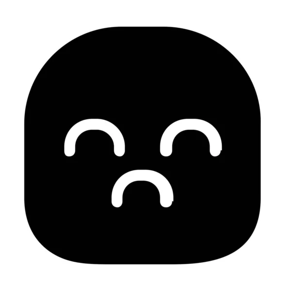 Emoticon Triste Ícone Infeliz Estilo Sólido —  Vetores de Stock