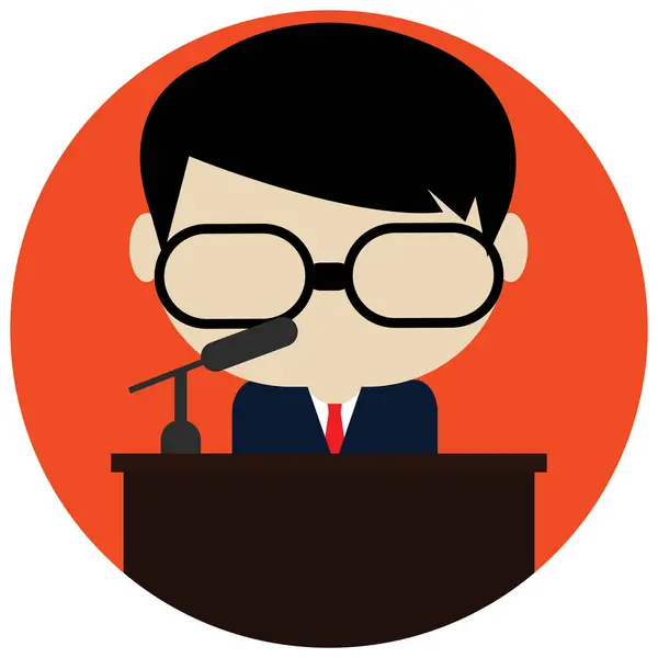 Business Glasses Interactions Icon Flat Style — Vettoriale Stock