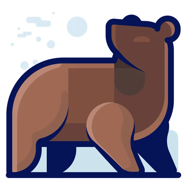 Ikona Zvířecího Medvěda Grizzly Stylu Vyplněného Obrysu — Stockový vektor
