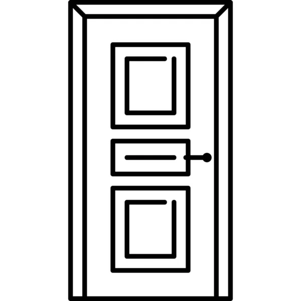 Icône Maison Meubles Porte Dans Style Contour — Image vectorielle