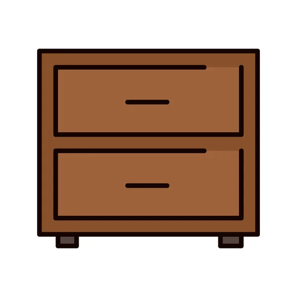 Cajones Icono Muebles Endtable Estilo Contorno Lleno — Vector de stock