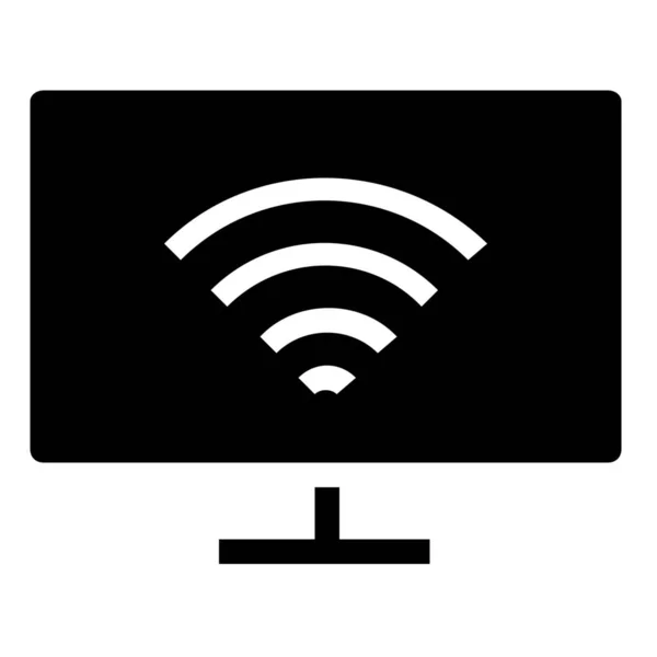 Ekran Kablosuz Simgesini Katı Biçiminde Izle — Stok Vektör