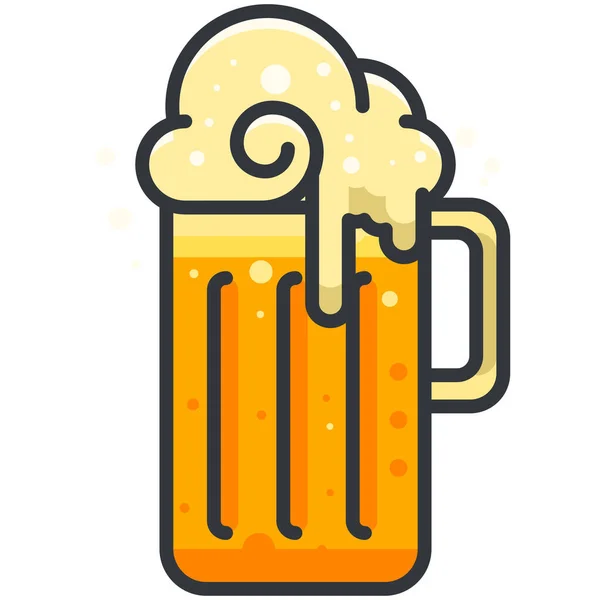 Alcohol Cerveza Bebida Icono Estilo Contorno Lleno — Archivo Imágenes Vectoriales