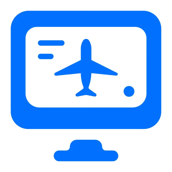 Airplane Computer Flight Icon Solid Style — Stock Vector