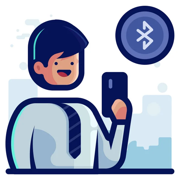 Account Bluetooth Man Icon Filled Outline Style — Stockvector