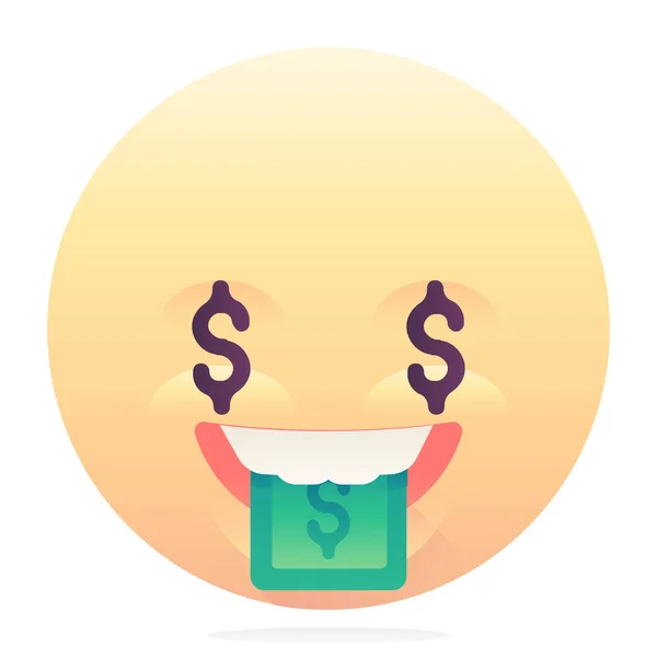 Emoji Emoticon Chamtivý Ikona Hladkém Stylu — Stockový vektor
