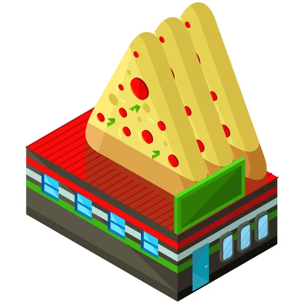 Ícone Comida Construção Pizza Estilo Isométrico — Vetor de Stock
