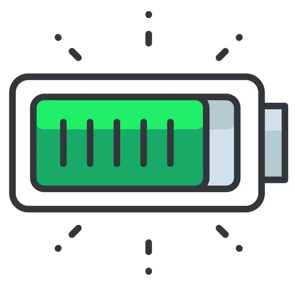 Charge Batterie Icône Complète Dans Style Contour Rempli — Image vectorielle