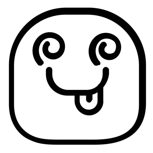 Gekke Emoji Emoticon Icoon Outline Stijl — Stockvector