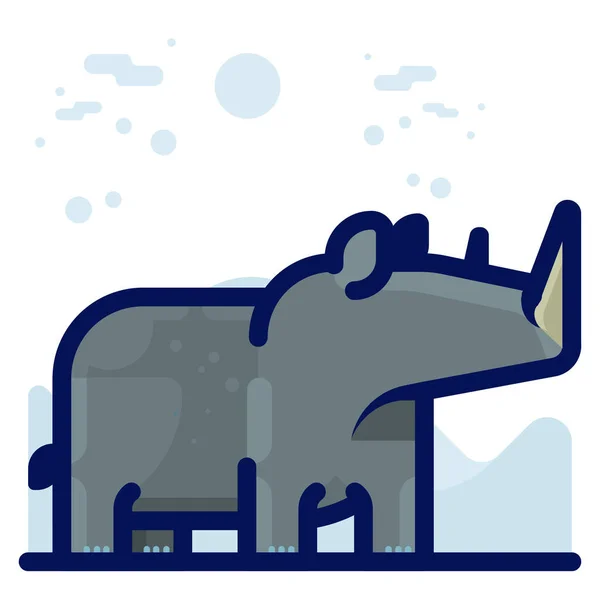 Ikona Zvířecího Nosorožce Savců Vyplněném Obrysovém Stylu — Stockový vektor