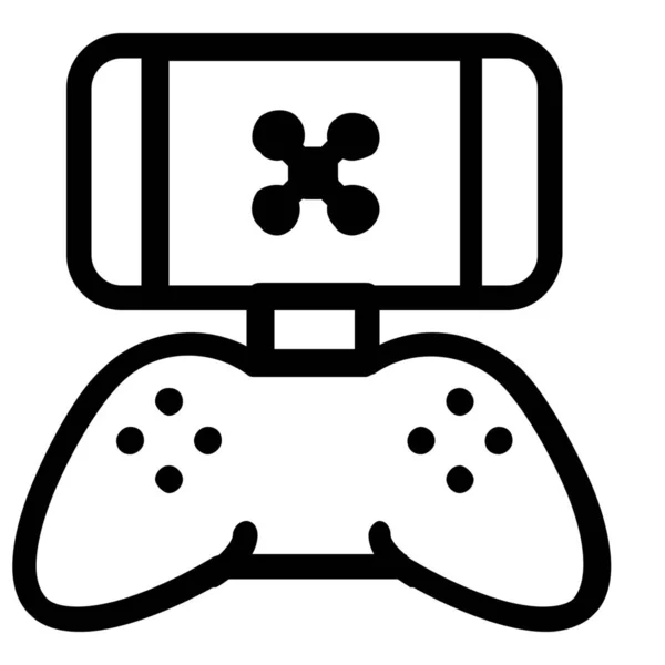 Icône Smartphone Manette Jeu Dans Style Outline — Image vectorielle