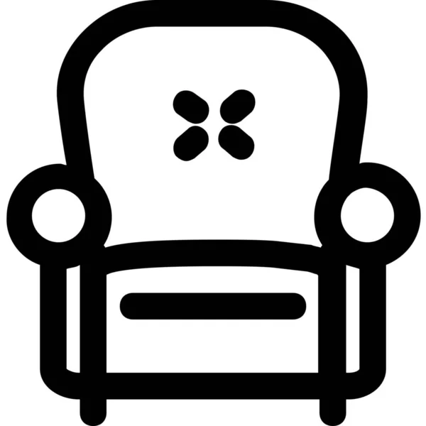 Armchair Fabric Furniture Icon Outline Style — Stock Vector