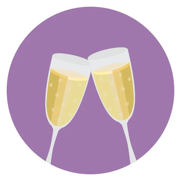 Romantika Šampaňské Nápoj Ikona Plochém Stylu — Stockový vektor