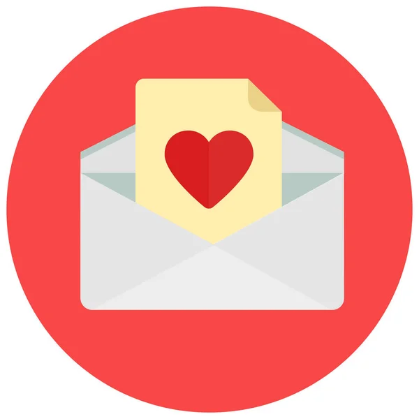 Brief Liebe Valentinstag Ikone Flachen Stil — Stockvektor