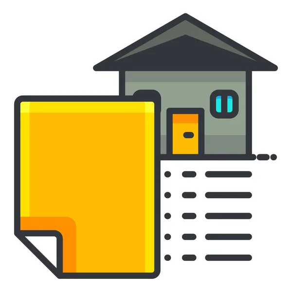 Document Estate House Icon Filled Outline Style — Stock Vector