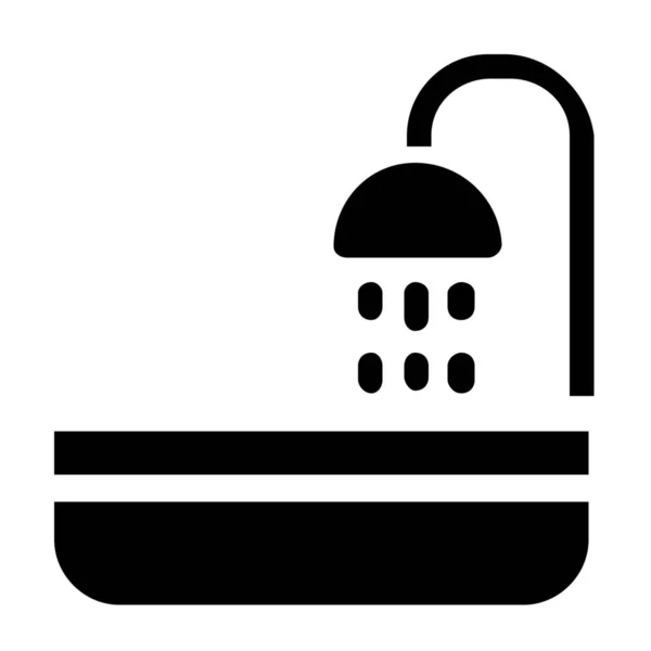 Badewanne Duschbad Symbol Solidem Stil — Stockvektor