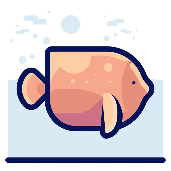 Animal Fish Ocean Icon Estilo Contorno Lleno — Vector de stock