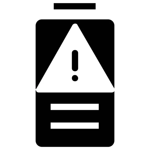 Ícone Aviso Bateria Alerta Estilo Sólido — Vetor de Stock