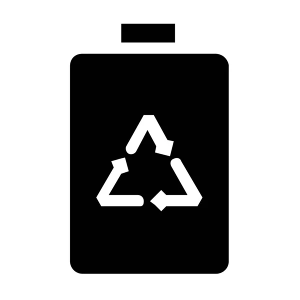 Ikona Recyklingu Baterii Elektrycznej Stylu Solid — Wektor stockowy