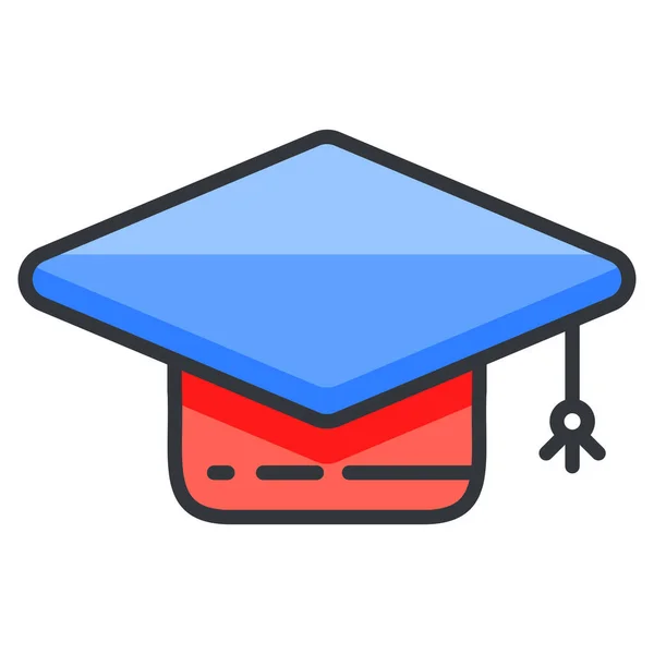 Icono Graduado Educación Universitaria Estilo Contorno Lleno — Vector de stock