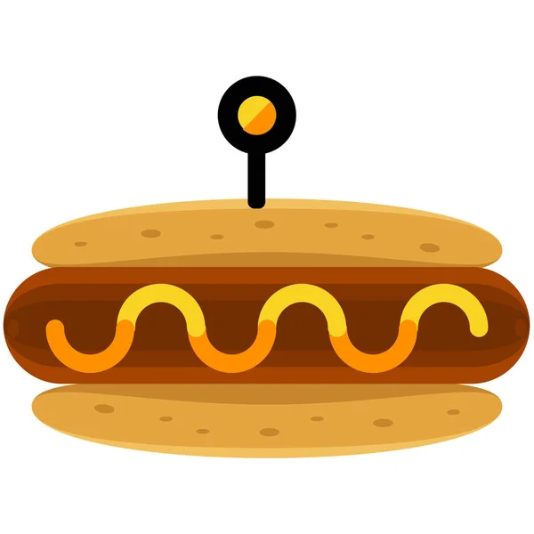 Hotdog Fast Food Icône Dans Style Plat — Image vectorielle