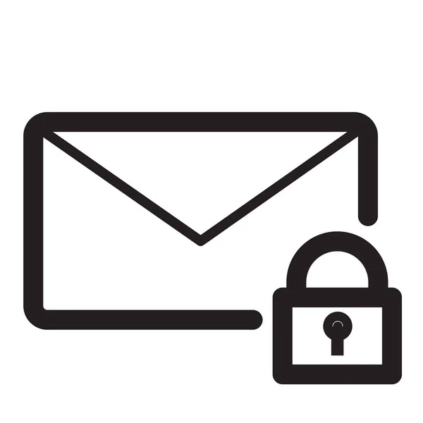 Email Enveloppe Icône Verrouillage Dans Style Contour — Image vectorielle