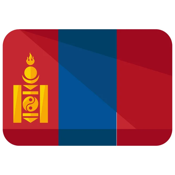 Land Flagga Mongolia Ikon Platt Stil — Stock vektor