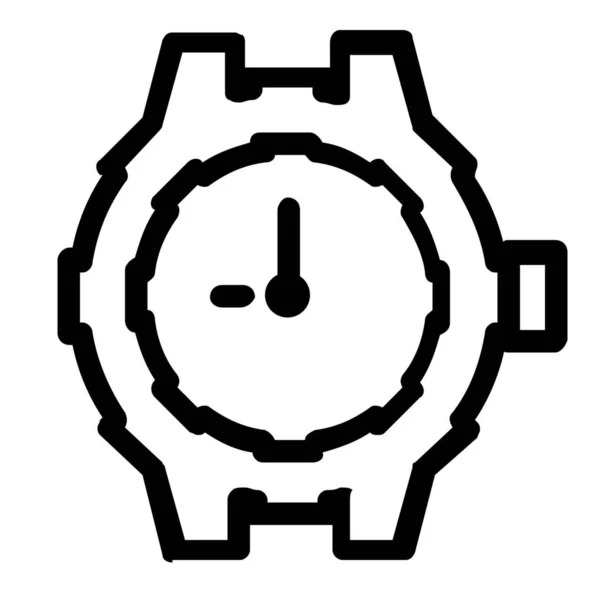 Klok Tijd Polshorloge Pictogram Outline Stijl — Stockvector