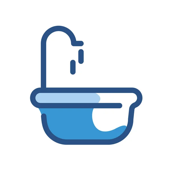 Cuarto Baño Bañera Ducha Icono Estilo Contorno Lleno — Vector de stock