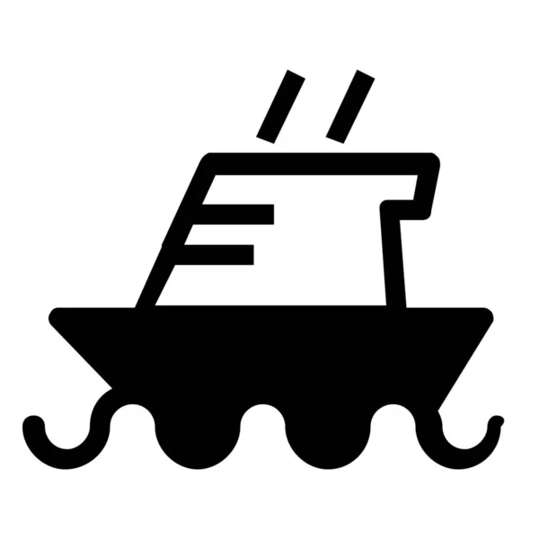 Boat Ship Transportation Icon Solid Style — Stock Vector