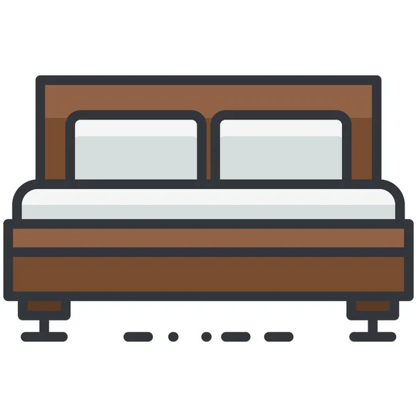 Спальня Двуспальная Иконка Стиле Заполненный Контур — стоковый вектор