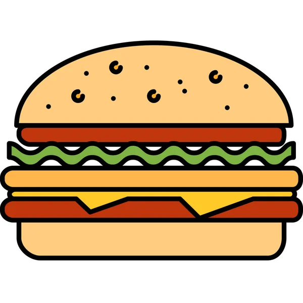 Ikona Fast Food Wołowiny Stylu Wypełnionego Konturu — Wektor stockowy