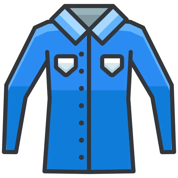 Kleding Lange Shirt Pictogram Gevulde Omtrek Stijl — Stockvector