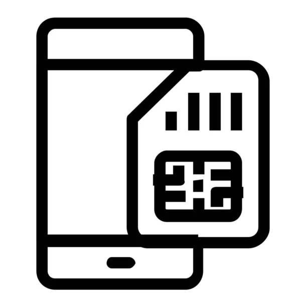 Simcard Smartphone Outline Icoon Outline Stijl — Stockvector