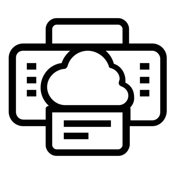 Cloud Printer Outline Icoon Outline Stijl — Stockvector
