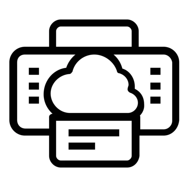 Impresora Nube Icono Esquema Estilo Esquema — Archivo Imágenes Vectoriales
