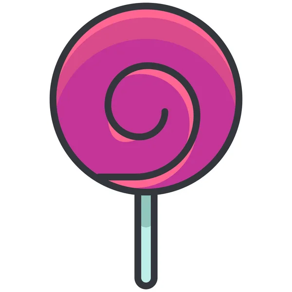 Postre Comida Lolli Icono Estilo Contorno Lleno — Vector de stock