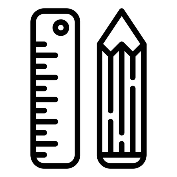 Icona Strumenti Righello Matita Stile Outline — Vettoriale Stock