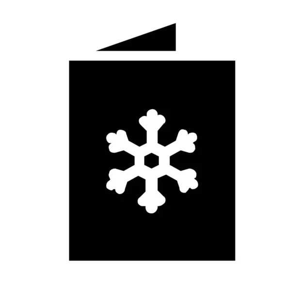 Cartão Ícone Saudação Floco Neve Estilo Sólido — Vetor de Stock