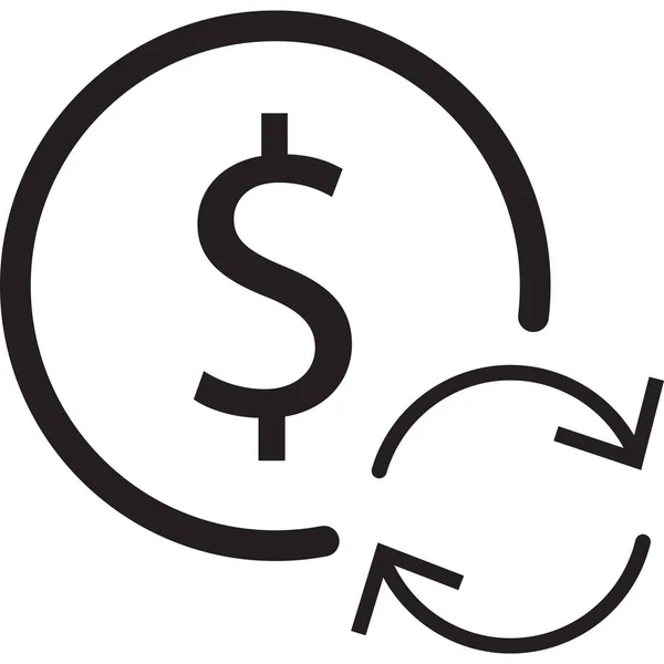 Icono Del Dólar Flecha Banco Estilo Esquema — Vector de stock