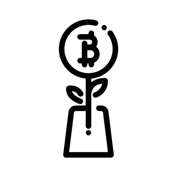 Bitcoin Currency Growth Icon Outline Style — Stock Vector