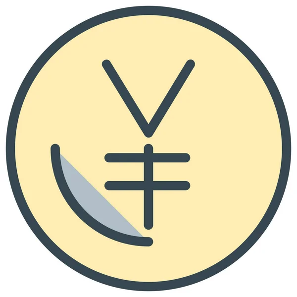 Yen Kontant Valuta Ikon Fylld Skiss Stil — Stock vektor