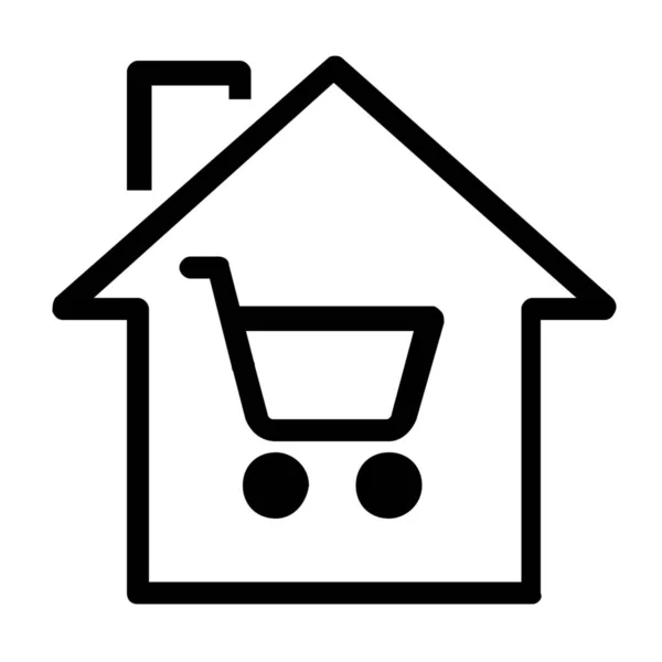 Inmobiliaria Icono Tienda Estilo Esquema — Vector de stock