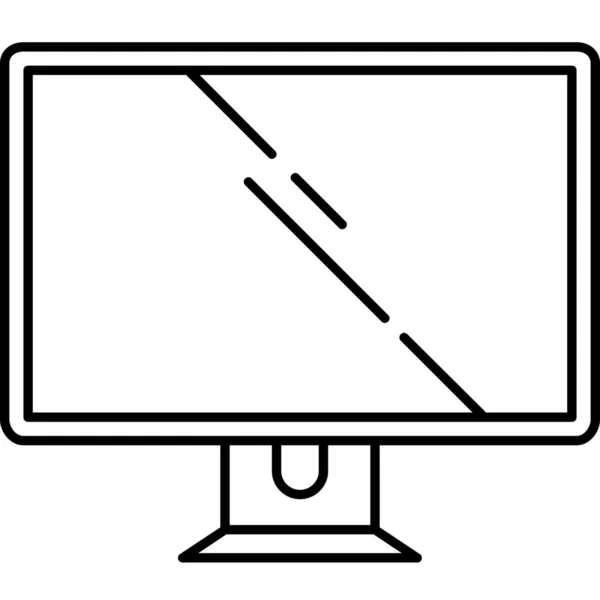 Ikona Ekranu Urządzenia Komputerowego Zarysie — Wektor stockowy