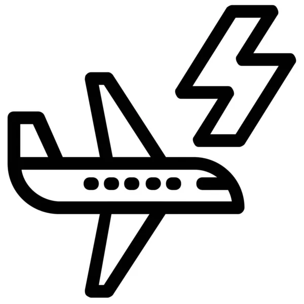 Airplane Electric Plane Icon Outline Style — Stock Vector